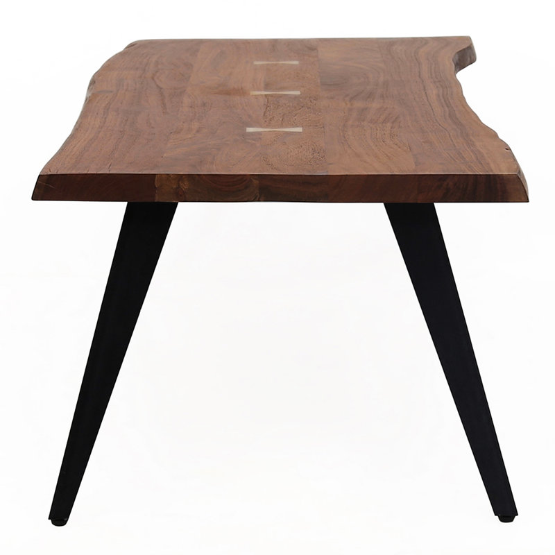 Table de salon 47 x 23,5 x 17,5 po, style 95% bois, avec pieds en bois et en métal, aspect moderne