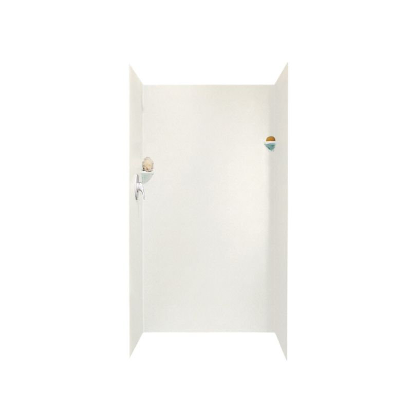 36'' W 36'' D 72'' H Glue Up Solid Surface Wall, Tahiti Ivory