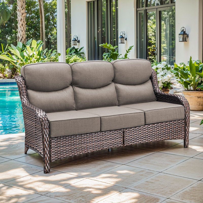 Abbey 72'' 3-Seat Outdoor Durable Sofa With 6-Inch Ultra-Plush Cushions & Water-Resistant Olefin Fabric