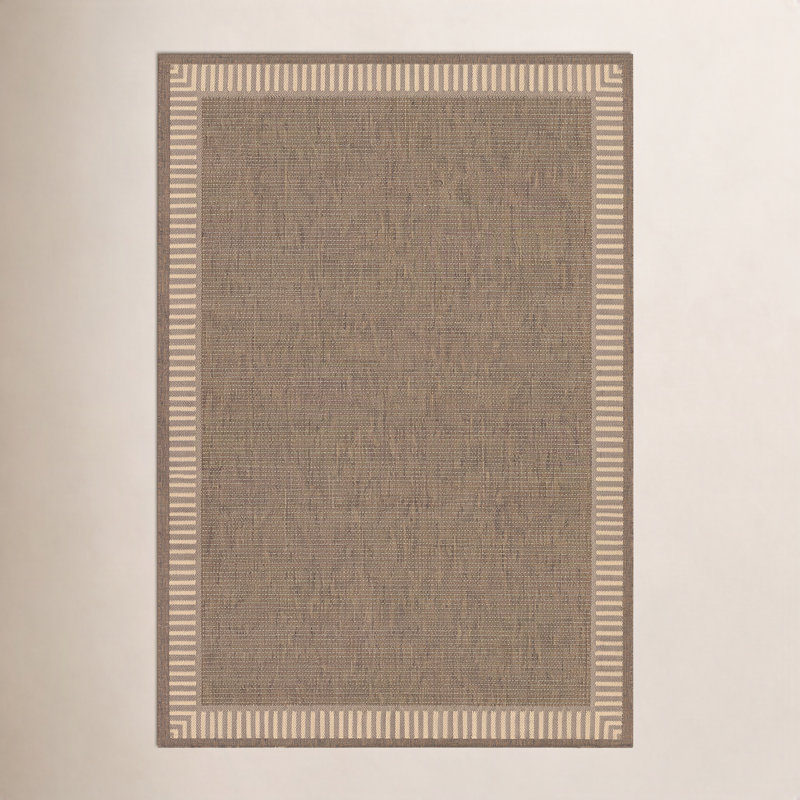 Tapis intérieur / extérieur noir tissé à plat Ailin Sania, Brun / Brun clair, Rectangle 8 pi 6 po x 13 pi