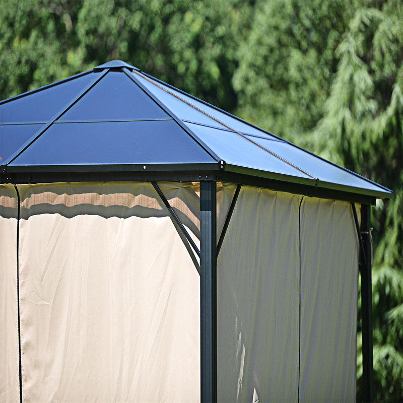 9,8 pi L 9,8 pi. D Pavillon de jardin en aluminium avec toit en polycarbonate