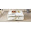 Table basse moderne carrée texturée en marbre avec 4 tiroirs et base suspendue