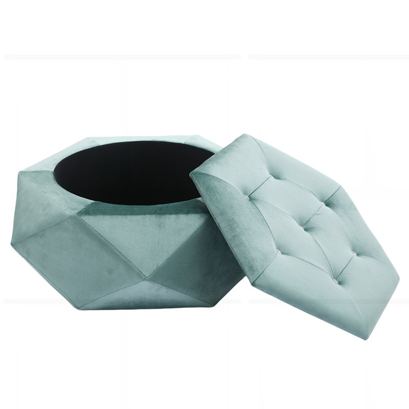 Repose-pieds en velours de rangement élégant, Vert