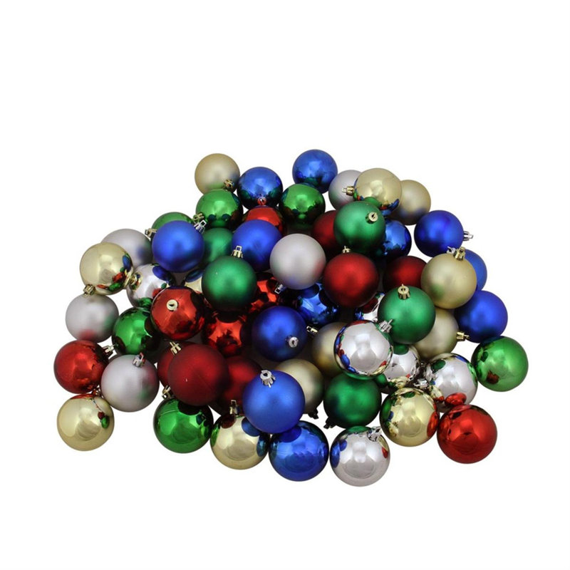 Boule de Noël 60 ct incassable multicolore à 2 finitions à 2 finitions 2,5 po (60 mm)