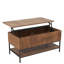 Table basse à plateau relevable de 39,4 po de style campagnard avec rangement caché et tablette inférieure, pieds en acier robustes