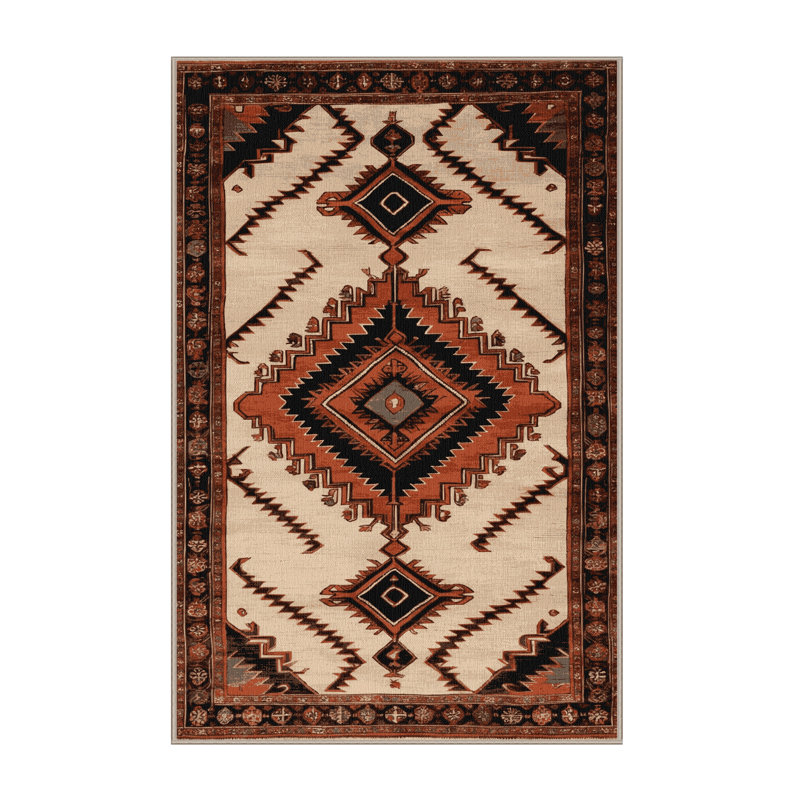 Tapis beige lavable à la machine, Rectangle 4 pi x 6 pi