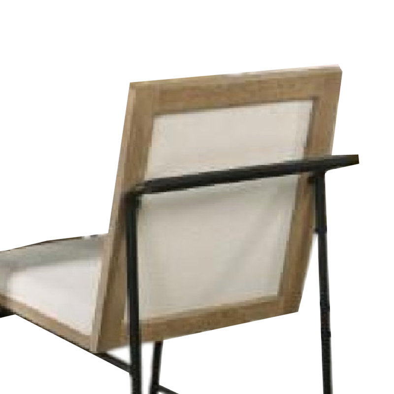 Ensemble de 2 chaises de salle à manger Edey, pieds en métal, bois d'hévéa brun chêne, polyester beige