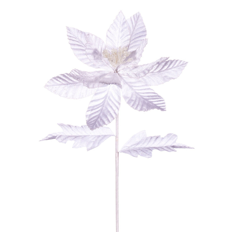Velours à garniture scintillante poinsettia 22 po, Blanc
