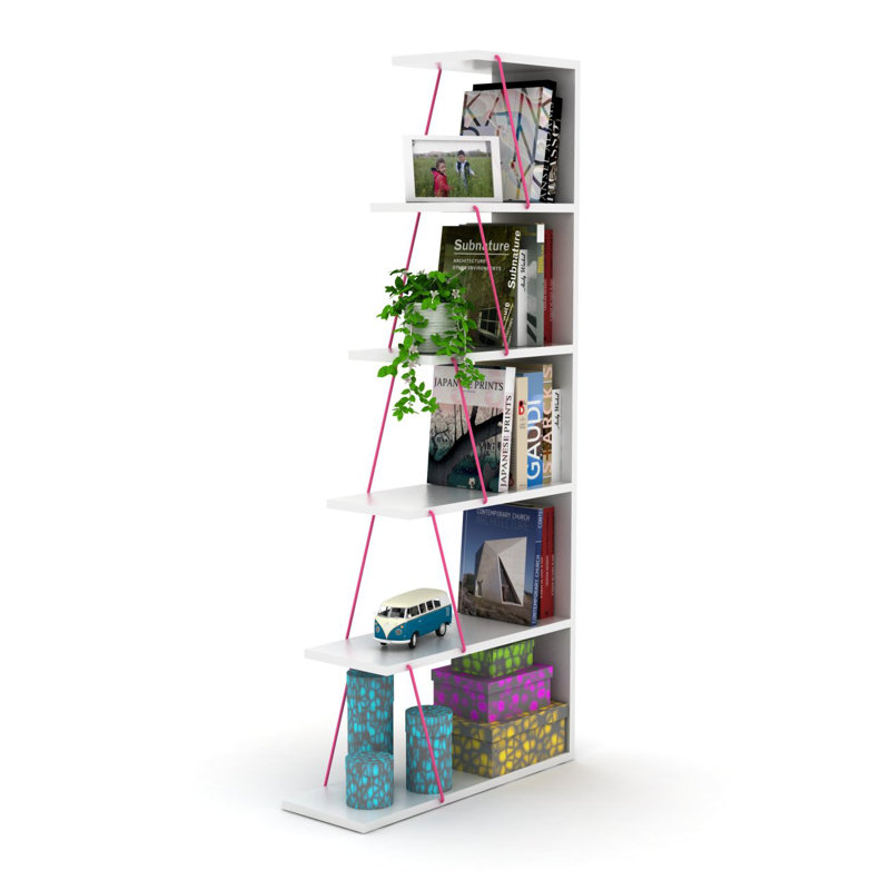 Rangement pour bibliothèque 5 niveaux Furnish Home Store, Blanc / Rose