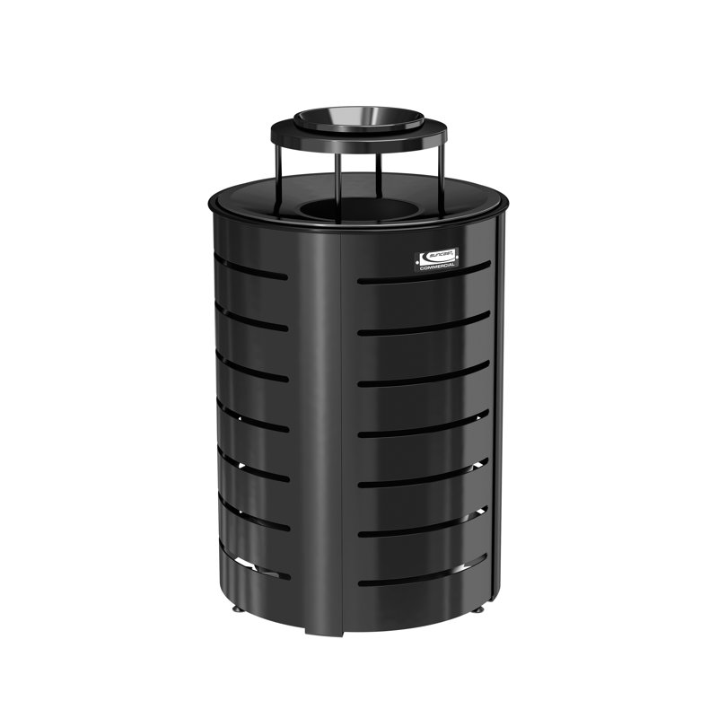 Poubelle commerciale en acier avec couvercle pour déchets d'extérieur l 23,97 po x P 23,97 po Suncast, fabriquée aux États-Unis