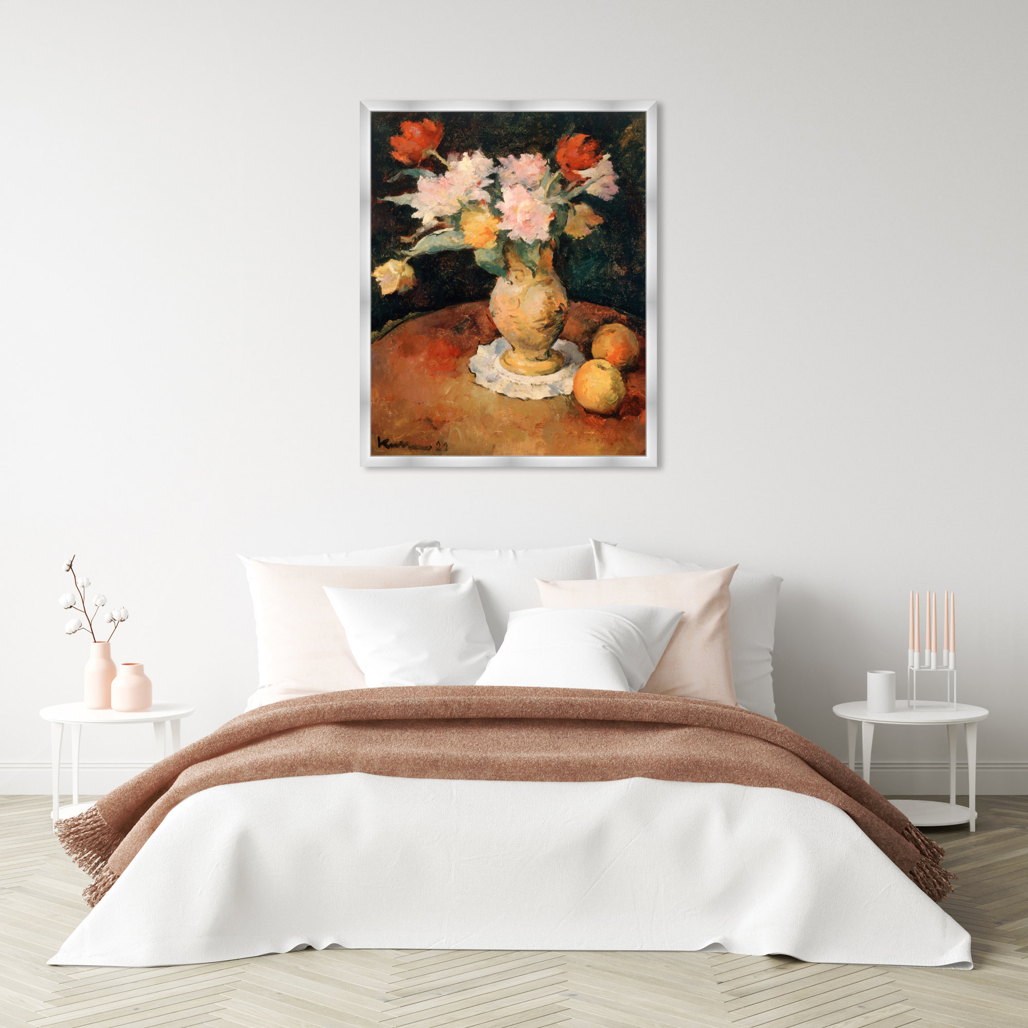 Joseph Kutter - Pivoines, 38" H x 32" W x 0.5" D, Silver