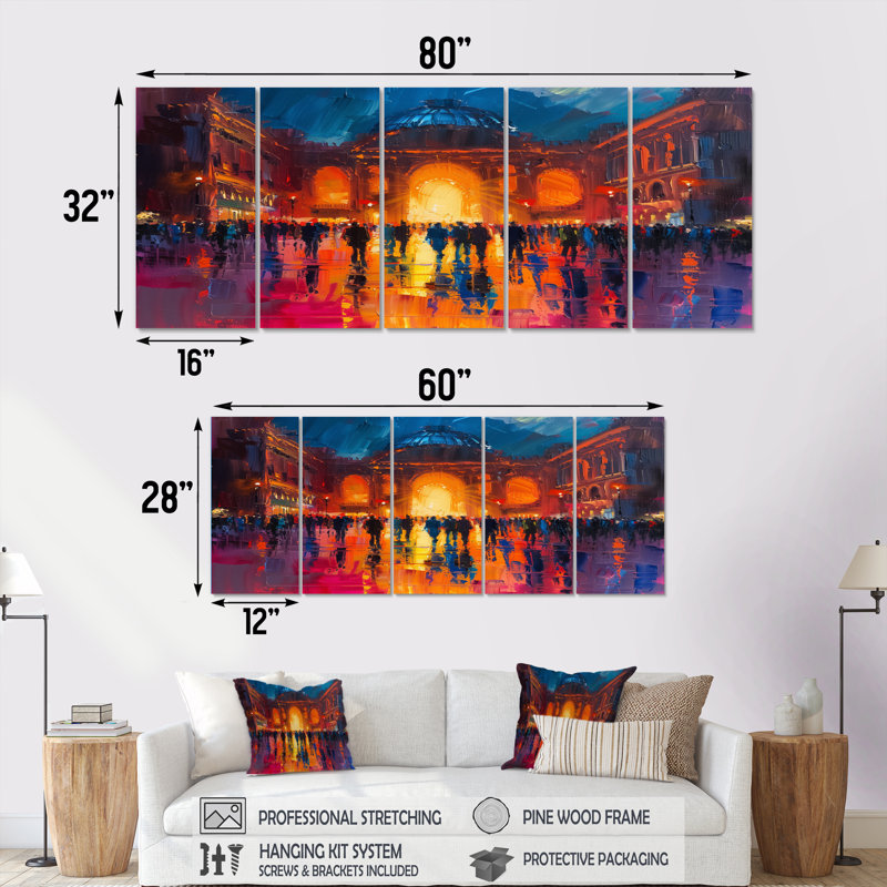 Orange orange, rideau rose, opéra, H 32 po x l 80 po