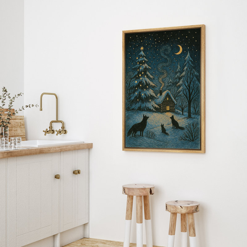 Hiver, art mural, impression sur toile encadrée, décoration de Noël, Naturel, H 24 po x l 16 po
