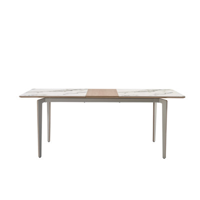 Arguello Contemporary Extendable Rectangular Dining Table With Sintered Stone And Wood Table Top - Seats Up To 6