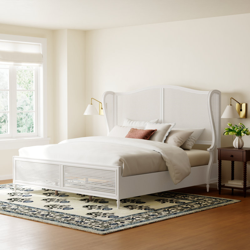 Gia Wingback Bed, King, White