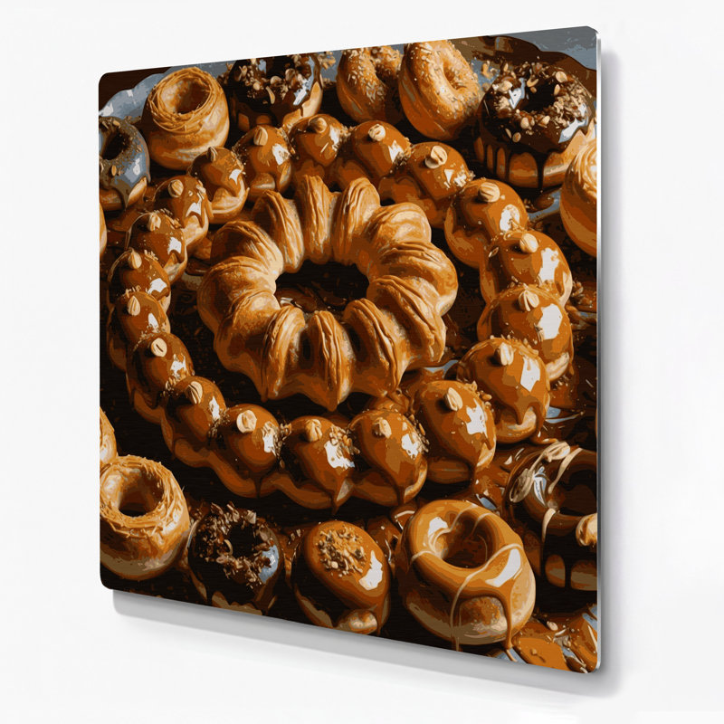 Art mural en métal brun Desserts Cronuts, H 11 po x l 14 po