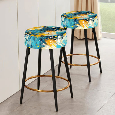Labus Poupart, ensemble de 2 tabourets abstraits à motif de griffonnage numérique