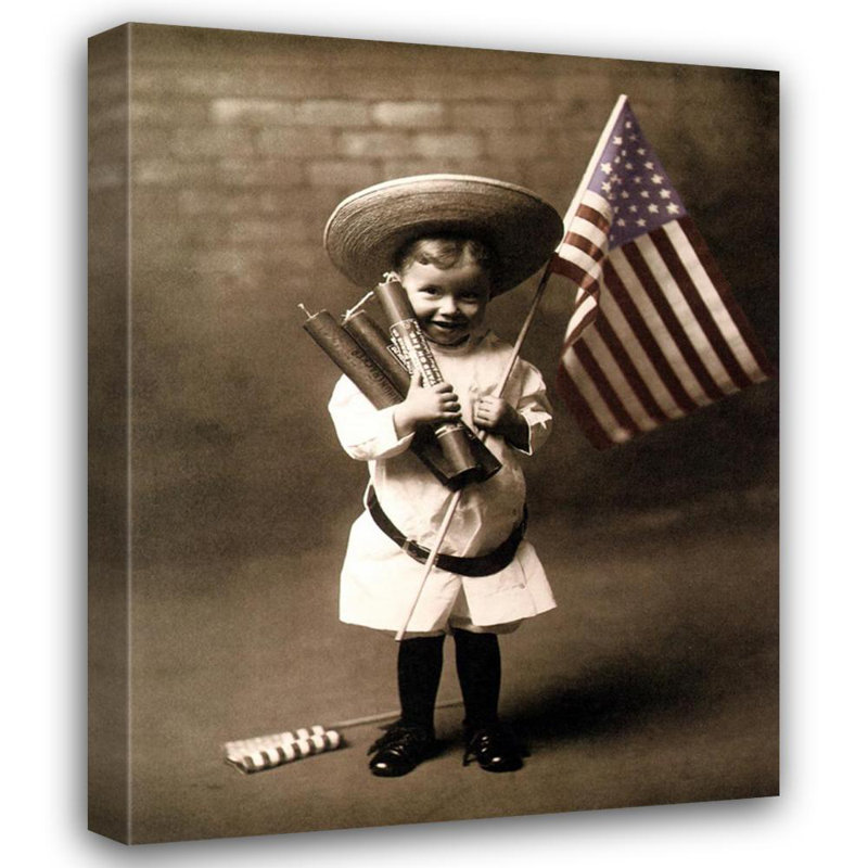 Petit garçon avec feux d'artifice le 4 juillet 1906, H 24 po x l 19 po