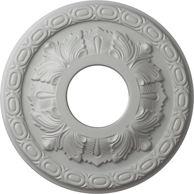 Endurathane Leaf Ceiling Medallion, 11 3/8"OD x 3 5/8"ID x 1 1/8"P (Fits Canopies up to 4 3/4"), Hand-Painted Frost Finish