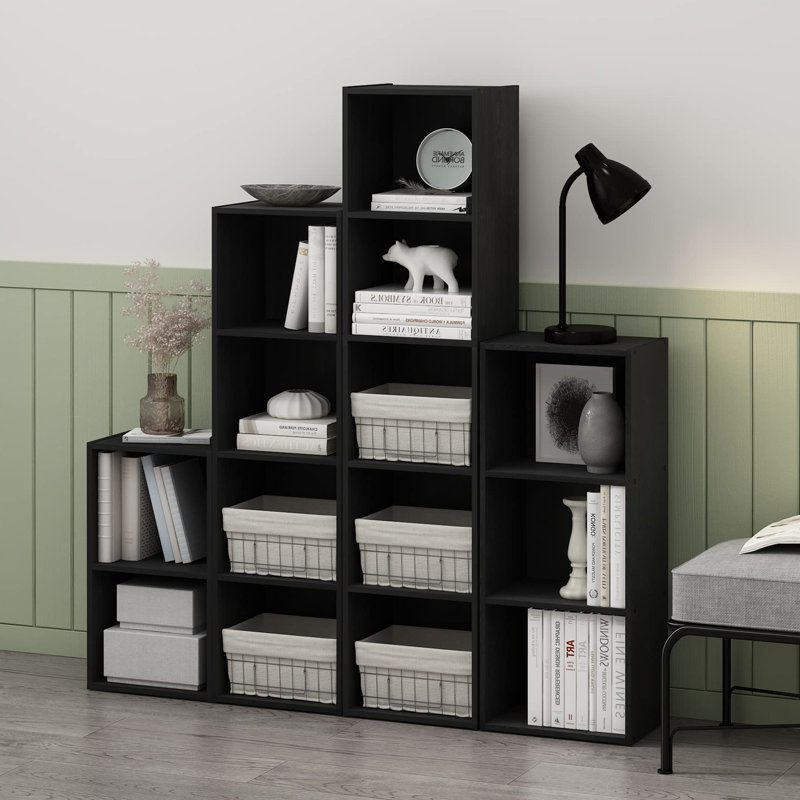 Bibliothèque à 2 niveaux avec tablettes ouvertes modernes, facile à assembler, idéale pour le salon, la chambre à coucher et le bureau personnel
