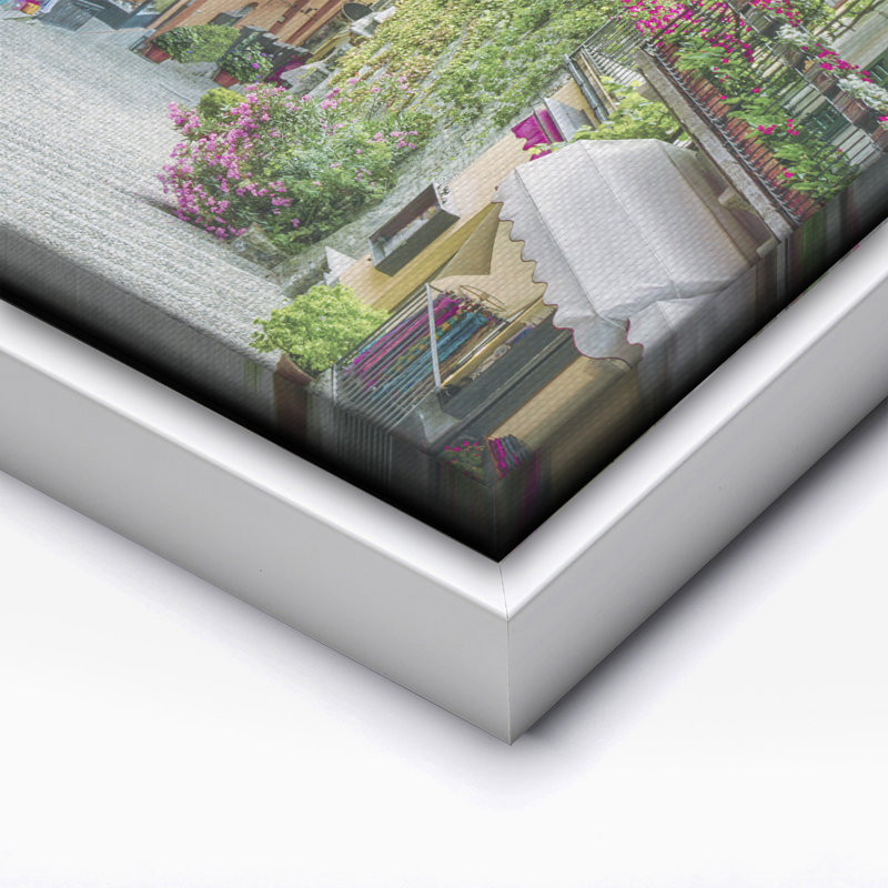 Bellagio Street, Canvas, White Framed, 08"H x 10"W