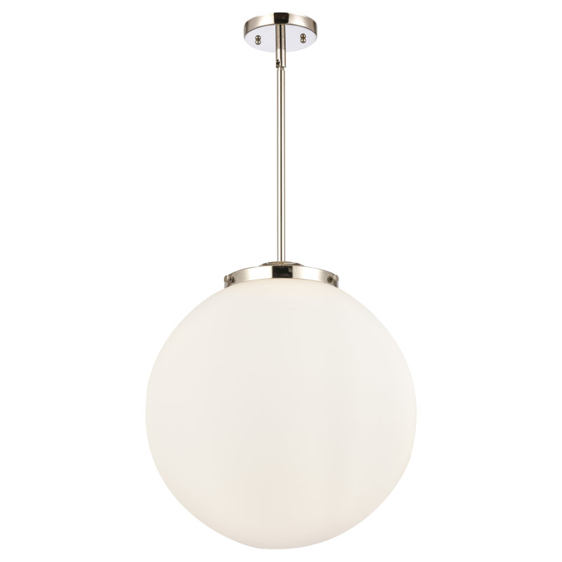 Luminaire suspendu sphère 3 lumières DEL Beacon, H 17 po x l 16 po x P 16 po, Blanc mat, Nickel poli
