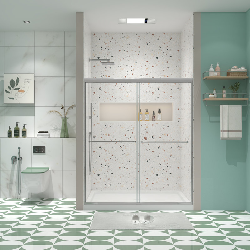 Bypass Shower Door - 44-48"X70", Tempered Glass, Chromed, Smooth Sliding, Explode Protection 44-48"X70" Door, Bathroom Use, Sliding Smoothly, Good Leak Function, Easy Setup