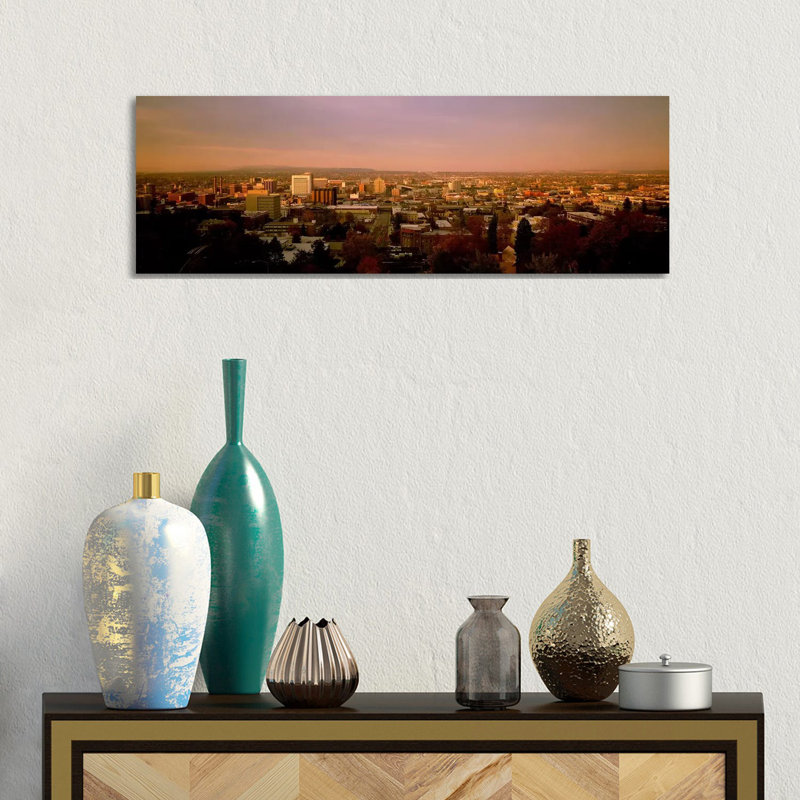 USA, Washington, Spokane, Cliff Park, High Angle View Of Buildings In A City - Wrapped Canvas Panoramic Print