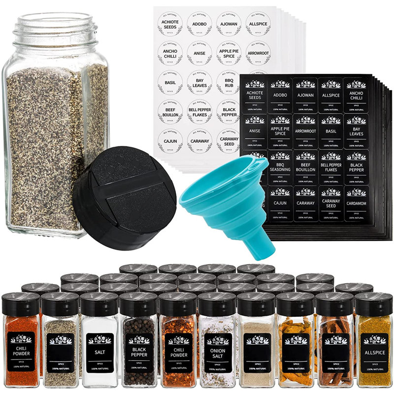 30 pots en verre d'épices 4 oz