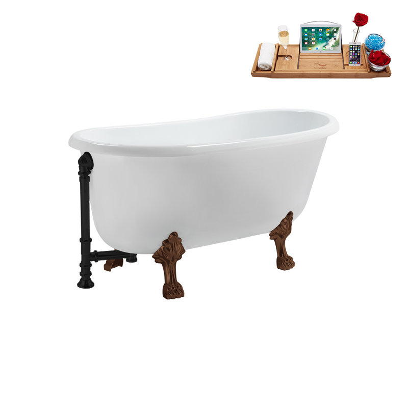 57.5'' x 29.5'' Soaking Acrylic Bathtub, Matte Black, Matte Oil Rubbed Bronze