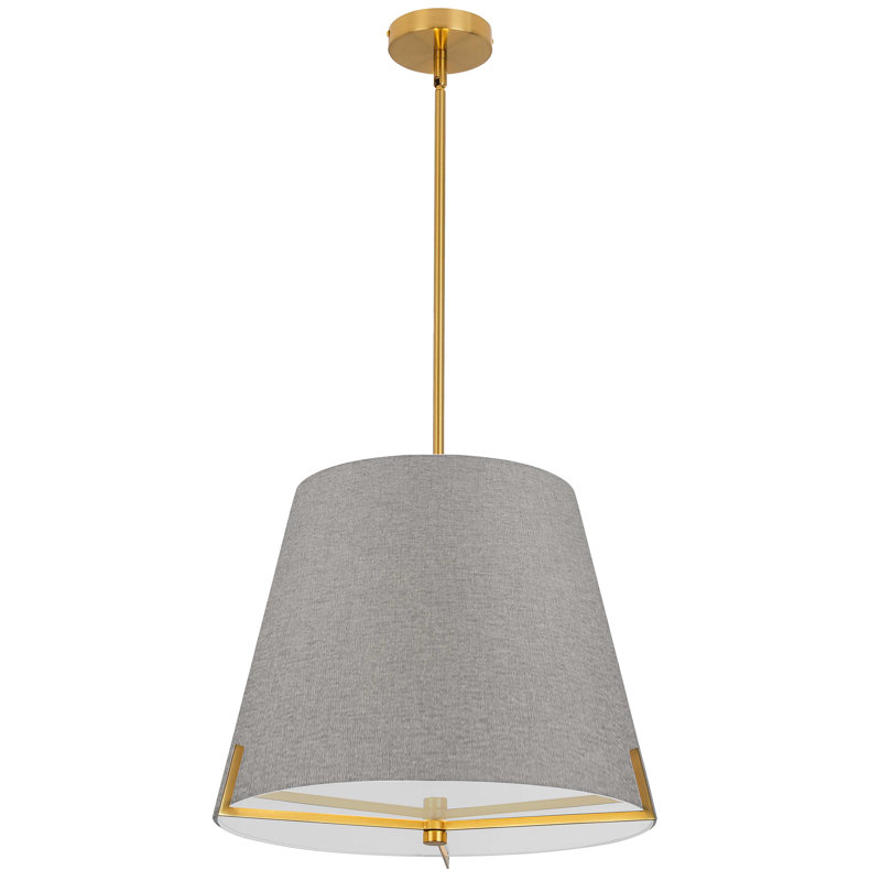 Luminaire suspendu 4 lumières Krisna, Laiton vieilli, H 14,5 po x l 19,25 po x P 19,25 po, gris
