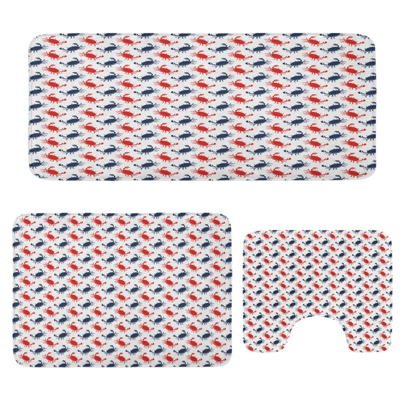  Ensemble de 3 tapis rétro en forme de U et tapis rectangulaires bleu et rouge