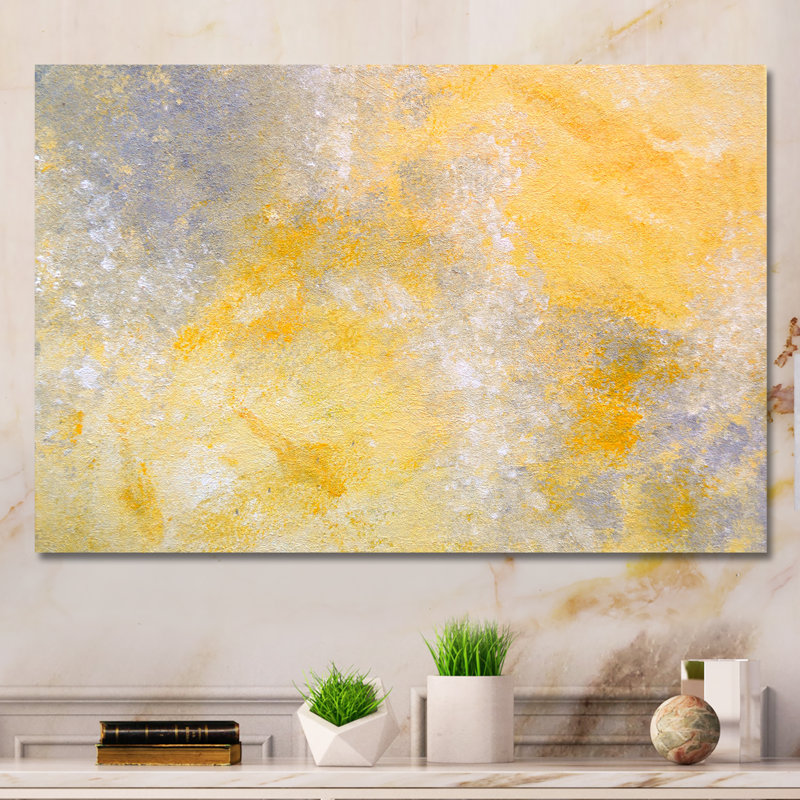 «Yellow and Gray Merging Abstract IV», reproduction d'art sur toile encadrée, H 8 po x l 12 po x P 1 po, Toile tendue