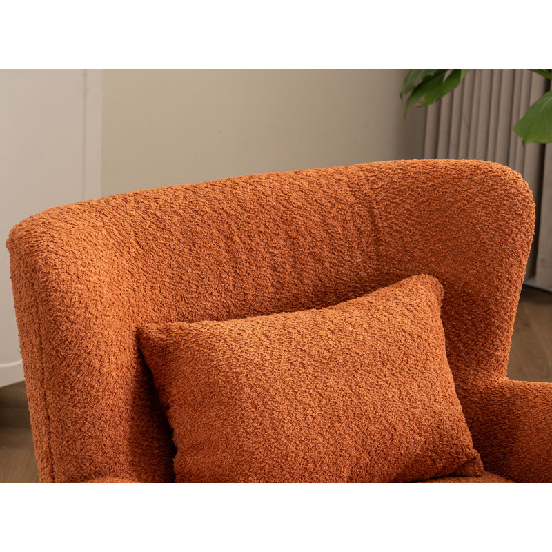 Fauteuil rembourré pivotant avec repose-pieds, Orange moelleux