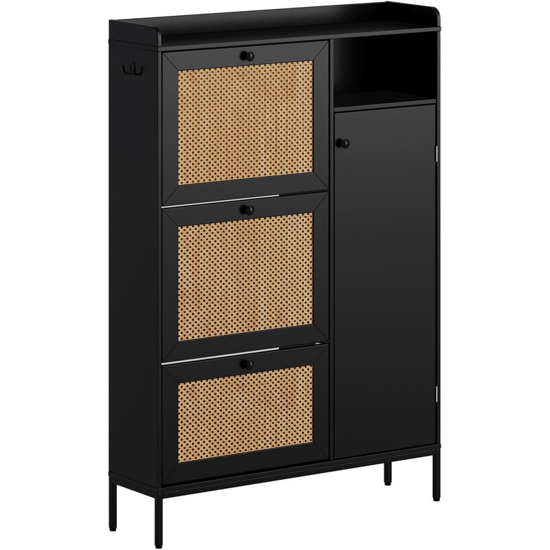 26 Pair Shoe Storage Cabinet, Black