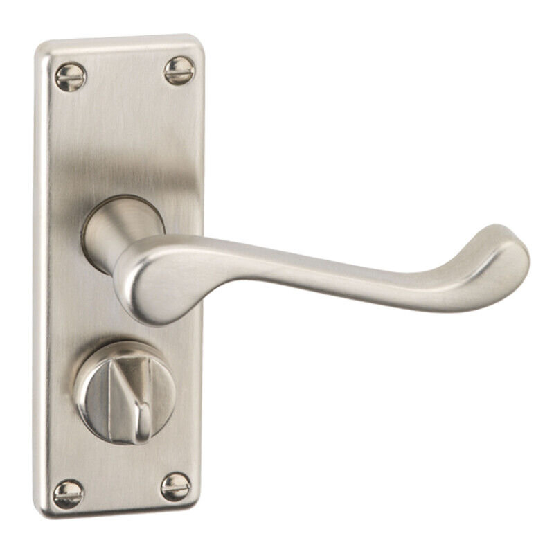 Victorian Scroll Door Handles Set, Satin Nickel