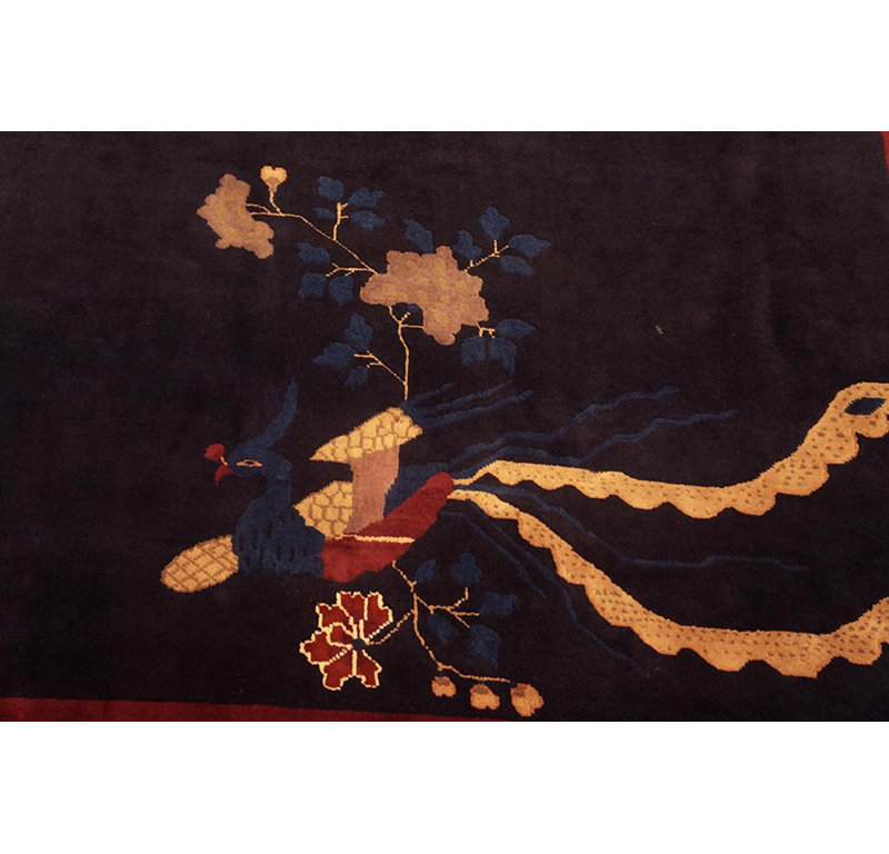 Classic Dark Blue Color with Special Details Chinese Culture Antique Peking Rug