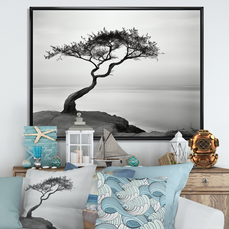 Avalon - plage et océan, reproduction d'art mural, H 12 po x l 20 po, Cadre flottant noir