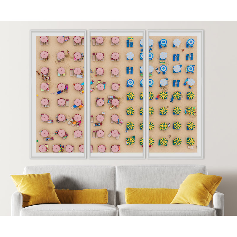 Aerial View Of Sunshades Standing In The Sand Giclee Print by Getty Images