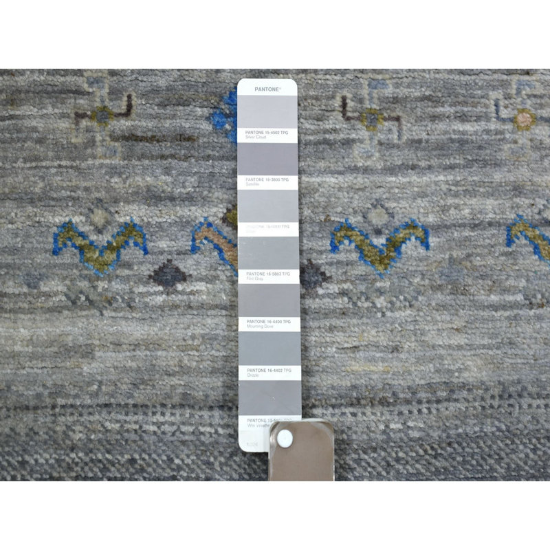 2'7"x9'8" Gray Hand Knotted Afghan Kashkuli Gabbeh 100% Wool Runner Rug A491A3004B124B6F84A623FE3777774A