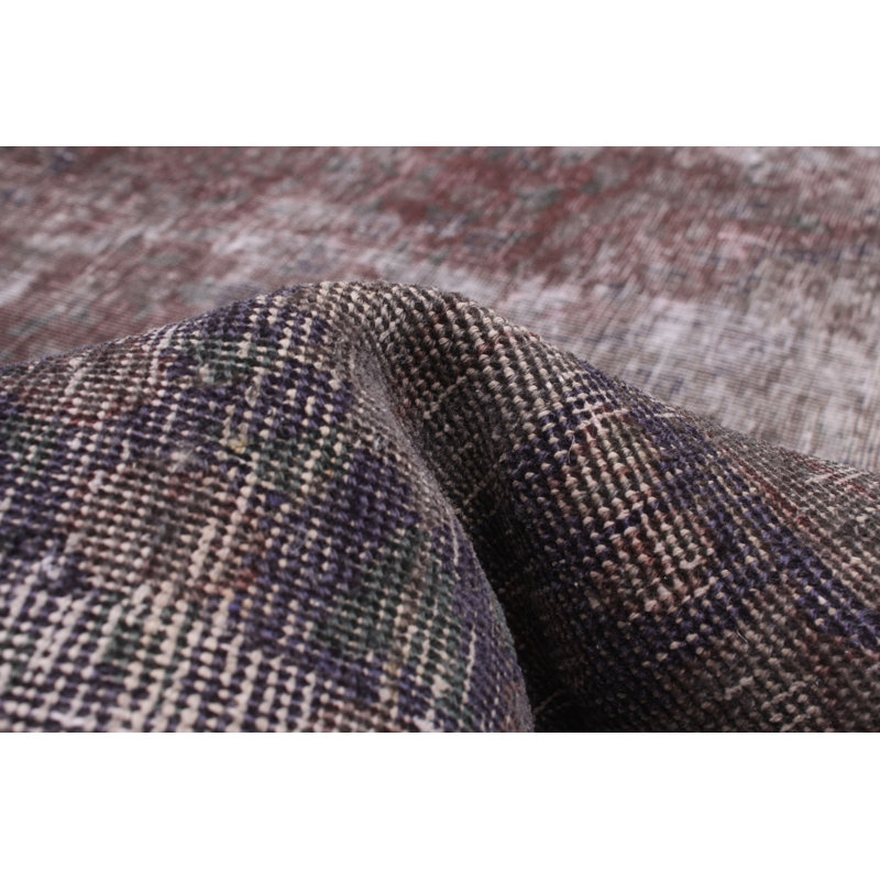 Tapis brun / gris foncé en laine noué à la main de conception unique 9 pi 6 po x 12 pi 1 po New Age Auromita