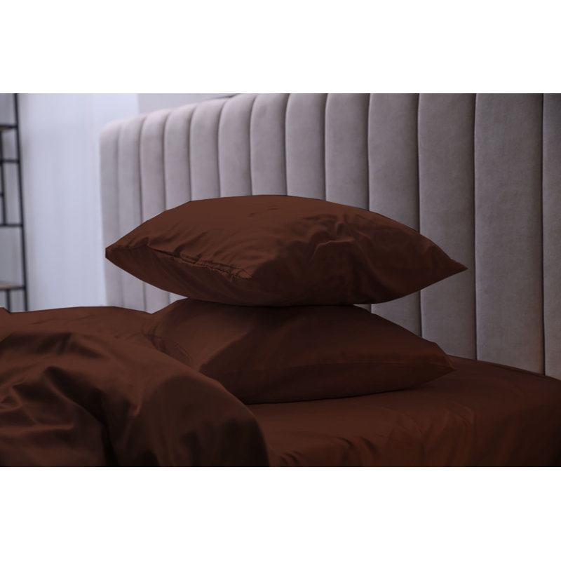 Luxury Deep Pockets Silky Satin Feel Sheet Set, King Sheet Set with 2 Pillowcases, Chocolate