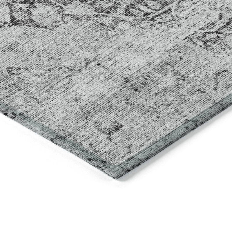 Machine Washable Indoor/Outdoor Cicel ACN1146 Gray Rug, Round 8'