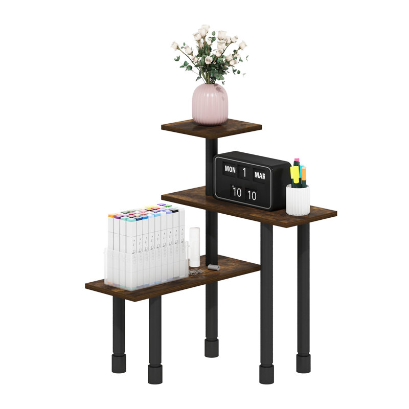 Creekside 3-Tier Multipurpose Corner Countertop Organizer Shelf, White/White, Amber Pine/Black
