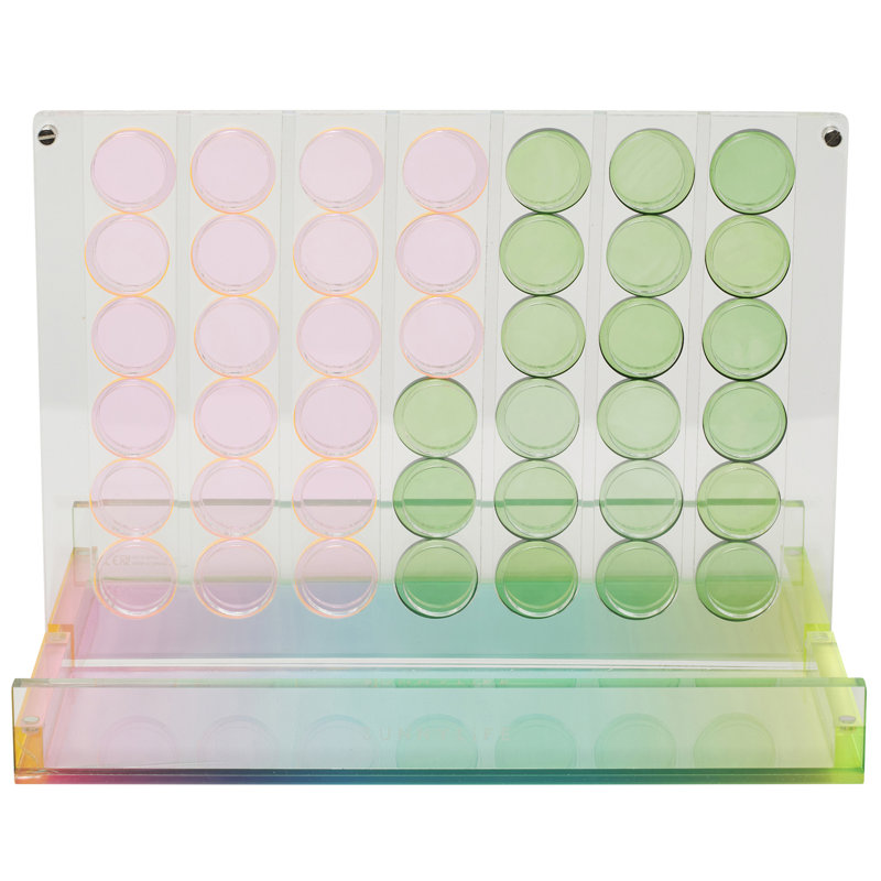 Sunnylife: Lucite: 4-In-A-Row - Ombre Sherbert - jeu classique, ensemble de collection, tableau se transforme en vitrine, jetons élégants, 2 joueurs
