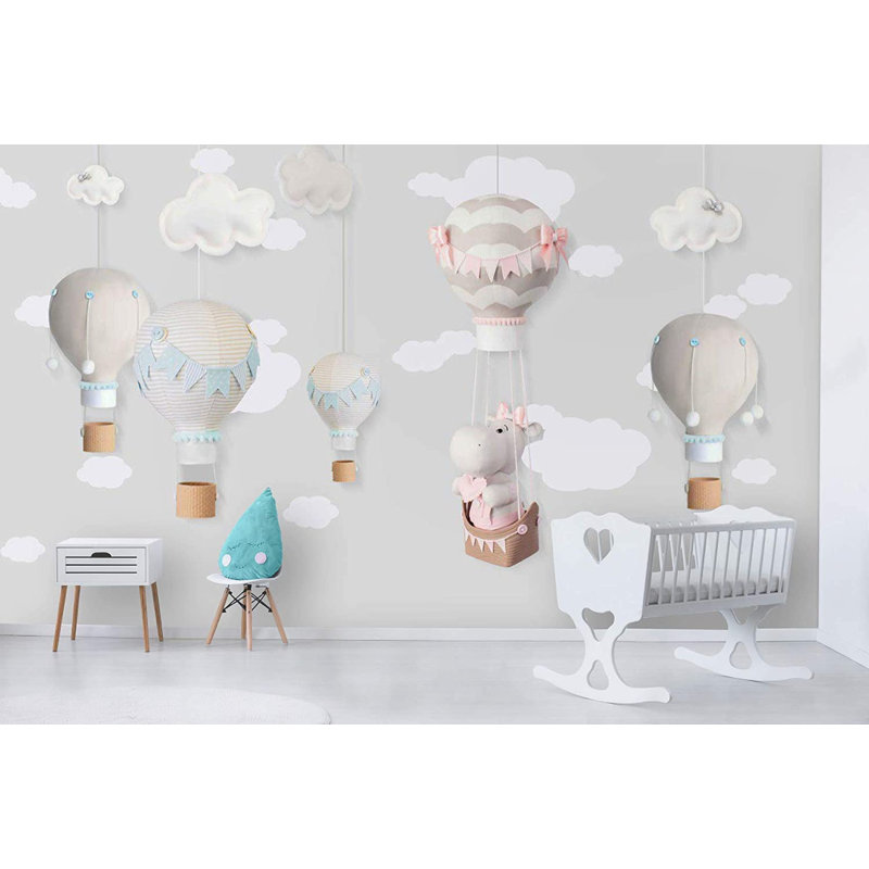 Papier peint amovible avec petits ballons à air chaud, L 105,96 po x l 187 po