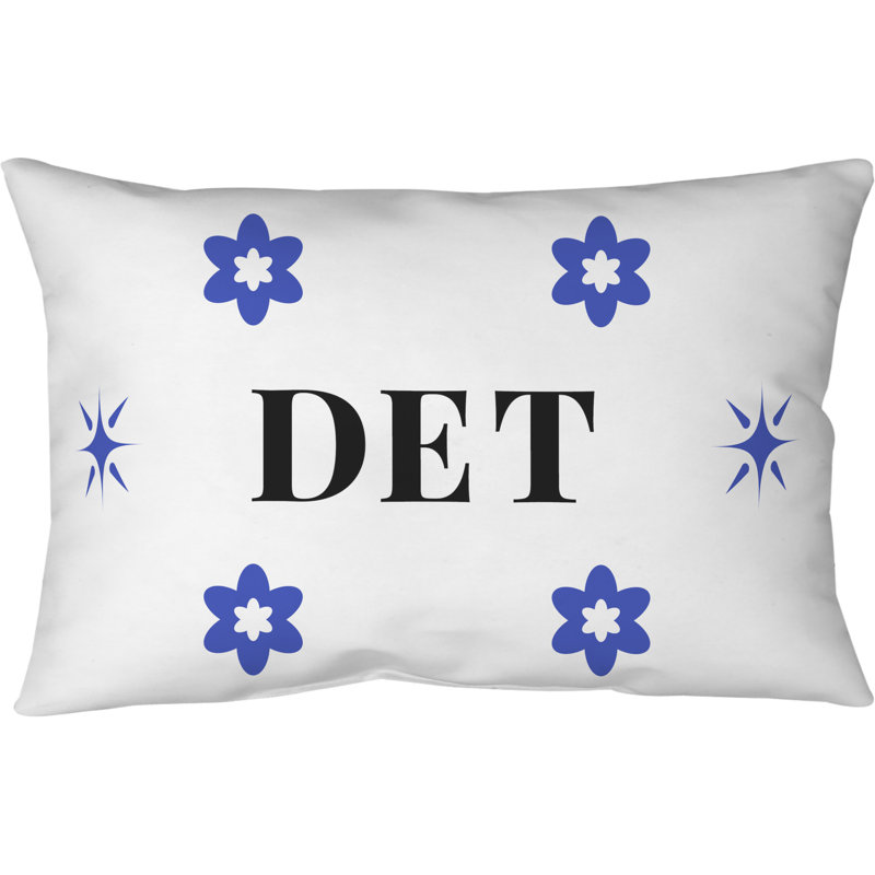 Coussin en polyester filé 25 pouces x 18 pouces Detroit, Bleu / blanc / noir