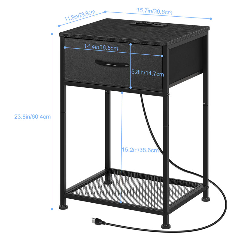 1-Ply Fabric Drawing Table with Plug 2-Pack-Black, Black