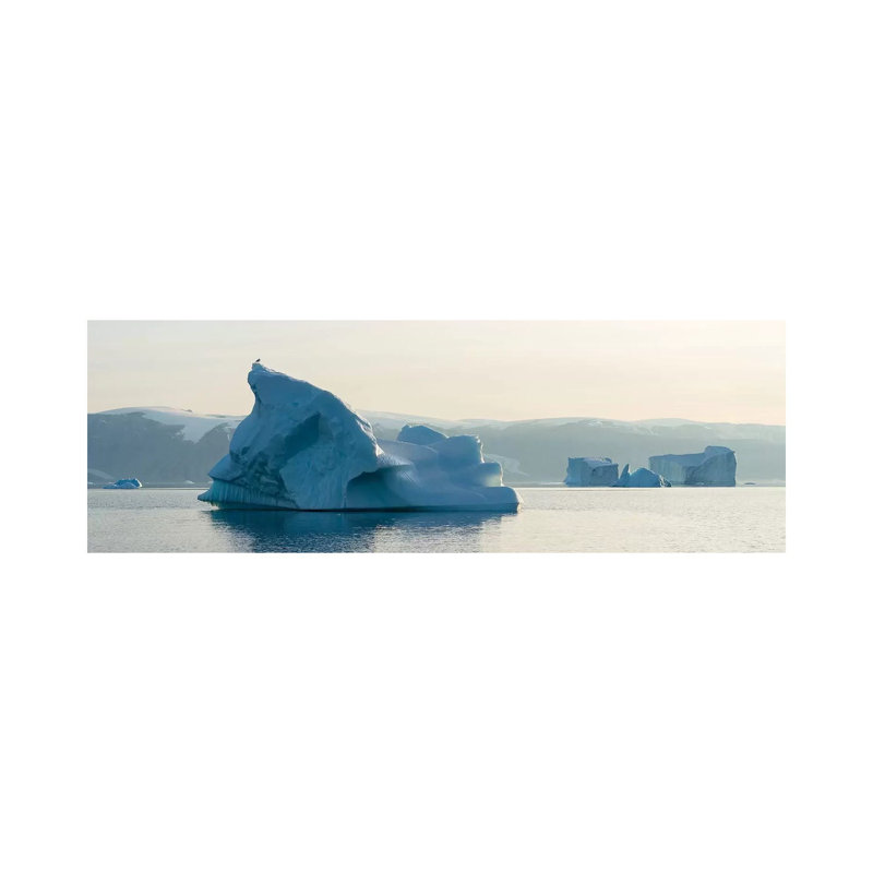 Icebergs in the Uummannaq Fjord System, Northwest Greenland 1 Piece Wrapped Canvas Panoramic Wall Art