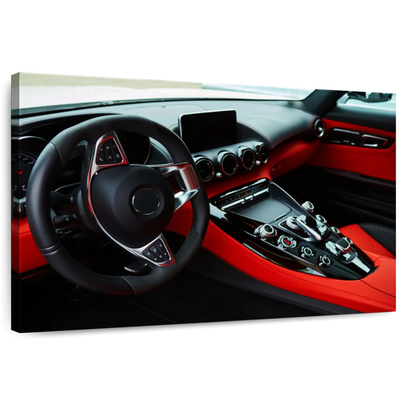 Mehar Black And Red Car Interior, 24" H x 36" W
